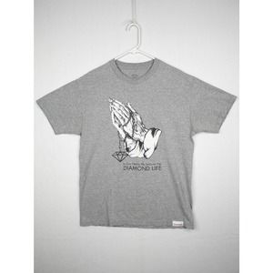 Diamond Supply Co Adult Sz L Praying Hands Rosary Beads Blessed Religion T-Shirt